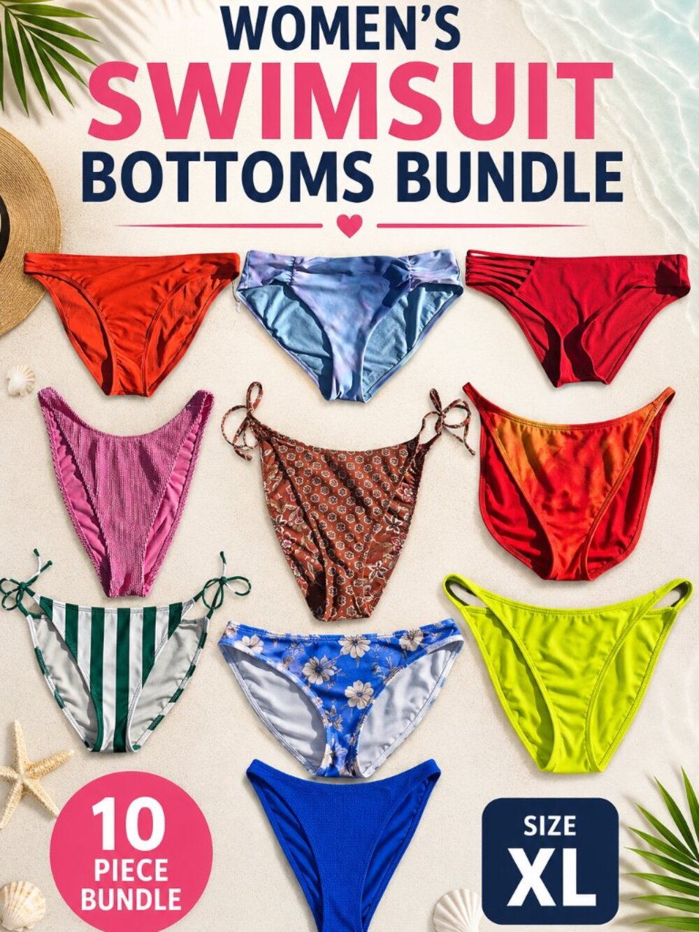 10 Women’s Swimsuit Bottoms Bundle, XL - Wild Fable, Shade & Shore + More